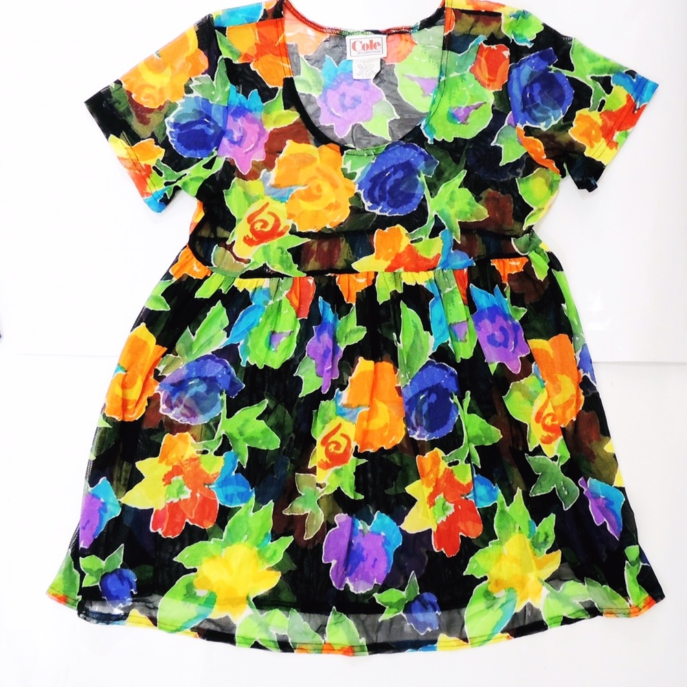 Vintage Cole of California Floral Sheer Tunic